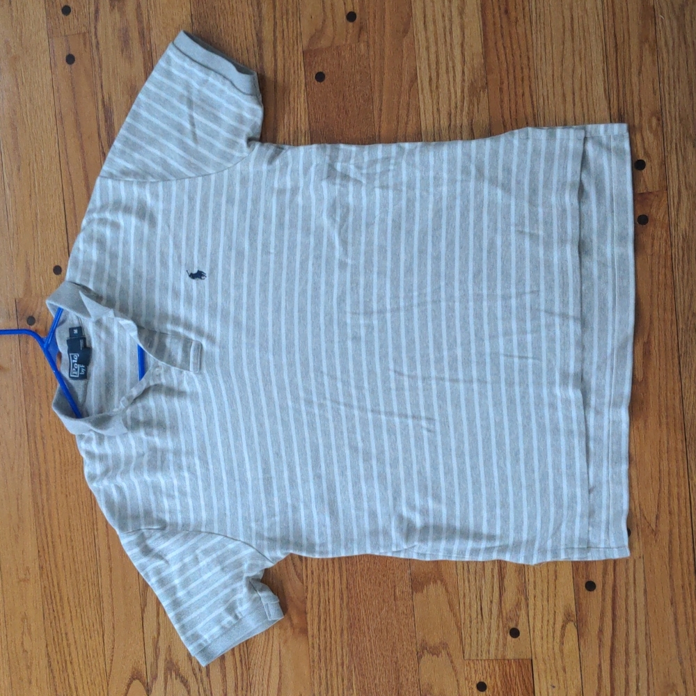Polo by Ralph Lauren men's polo size medium, grey and white stripe